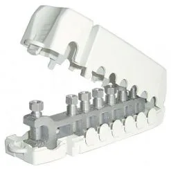 Michaud Q979 - Répartiteur De Terre - Alu - 6 Dérivations - Blanc